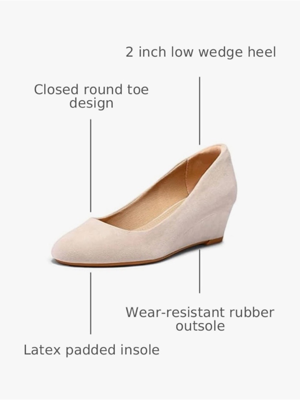 Women's Suede Round-Toe Flats in Light Beige/Nude 👠 - Picture 3 of 9